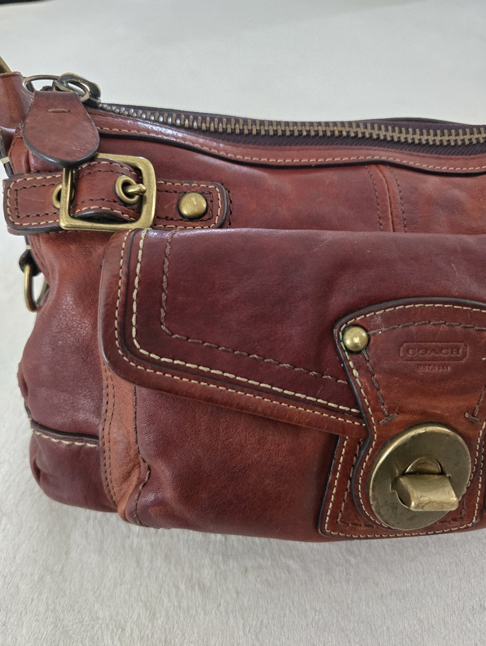 Vintage COACH Legacy 65th Turnlock Leather Shoulder Bag Brown 11127 Y2K - Picture 5 of 16